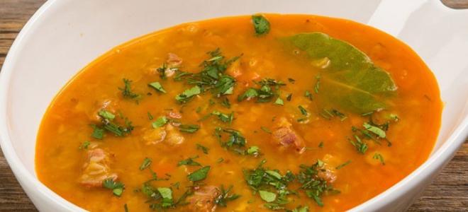 मांस के साथ दाल का सूप मांस शोरबा रेसिपी के साथ दाल का सूप